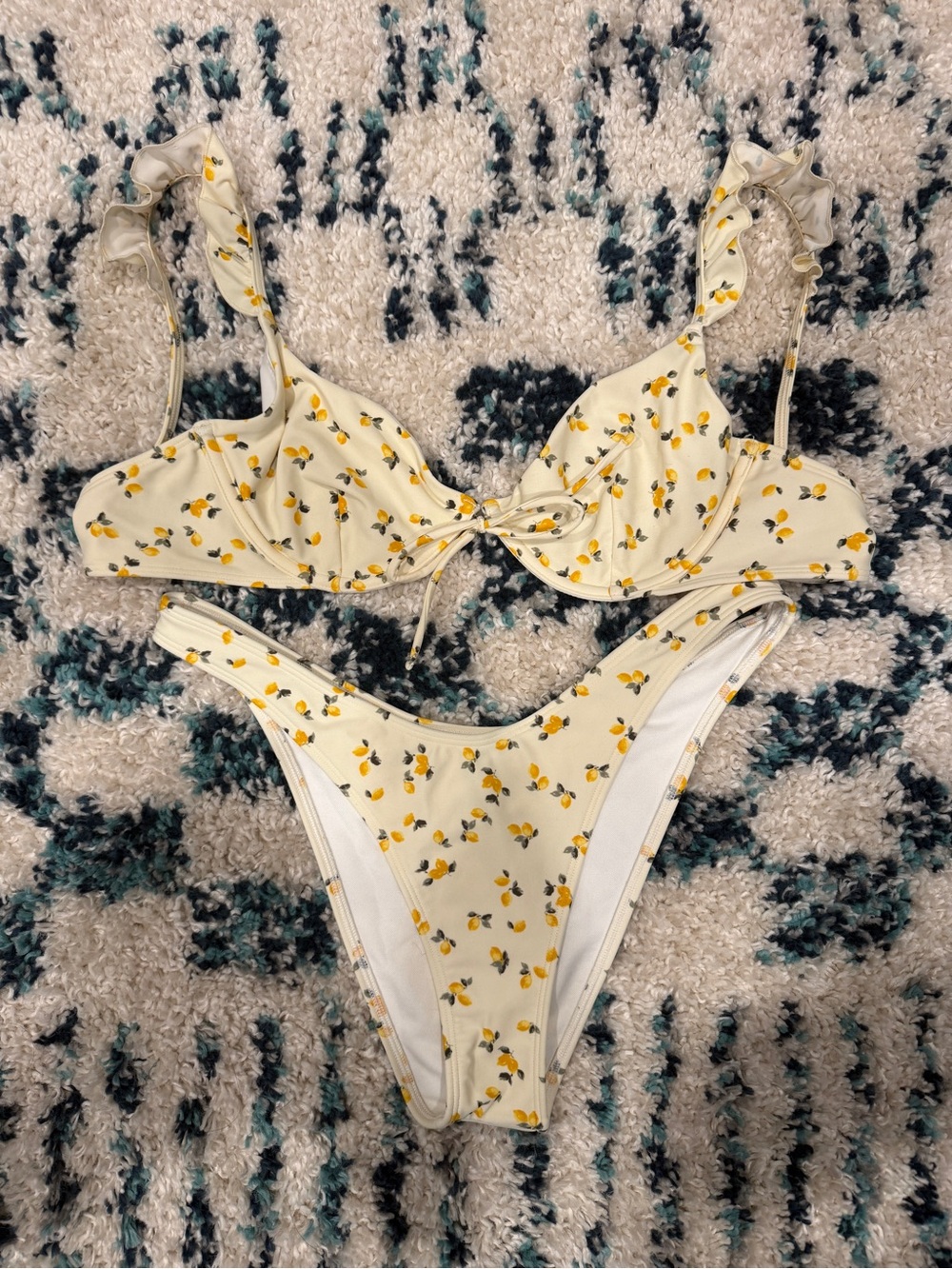 Abercrombie & Fitch Cream Bikini with Yellow Lemon Print